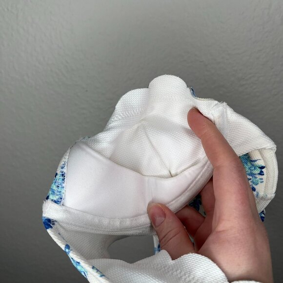 Victorias Secret Floral Underwire Swim top 32A Blue & White Scalloped trim - Picture 10 of 12